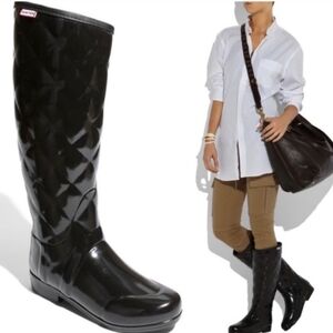 Hunter Women's Black Quilted Rain Boots Priced To Sell